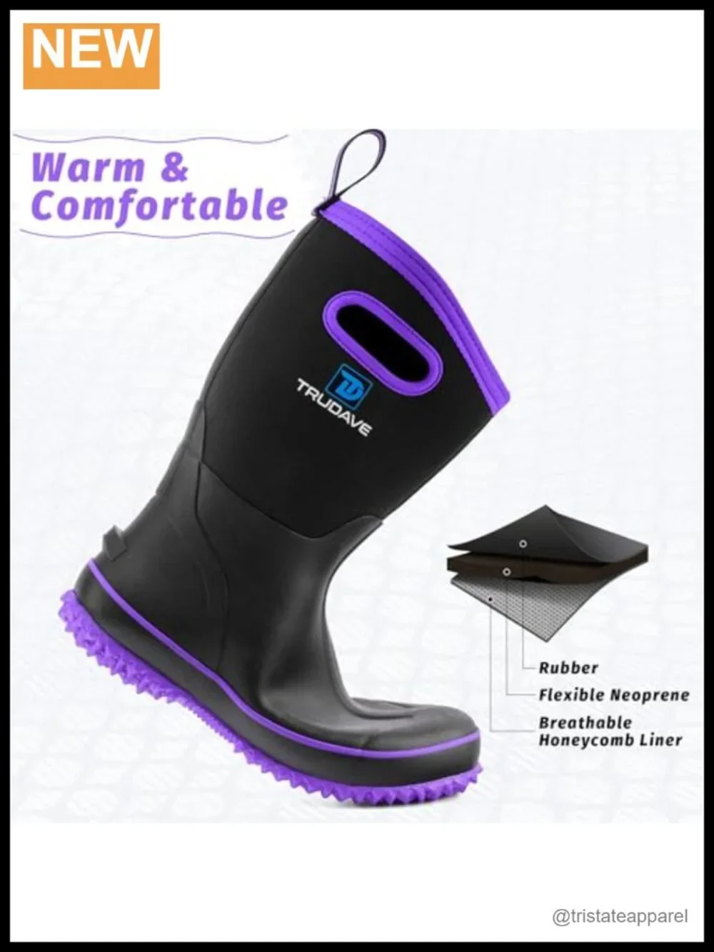 Waterproof Mid Calf Rain Boots for Women Insulated Neoprene Outdoor Work Mud